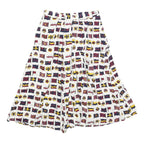 JG HOOK Womens White Cotton Blend Pleated Midi Skirt S Nautical Flags Print