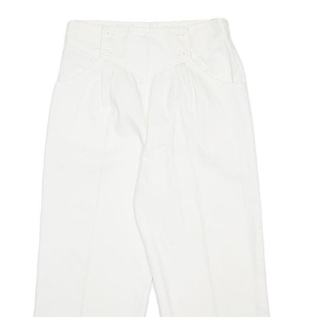 H&M Womens Cotton Blend White Relaxed W28 L22 Button Closure Trousers