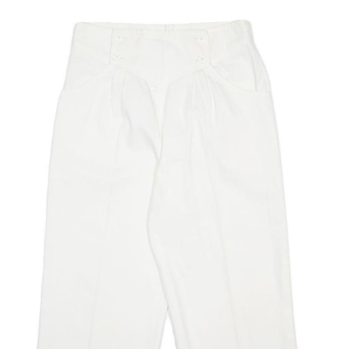 H&M Womens Cotton Blend White Relaxed W28 L22 Button Closure Trousers