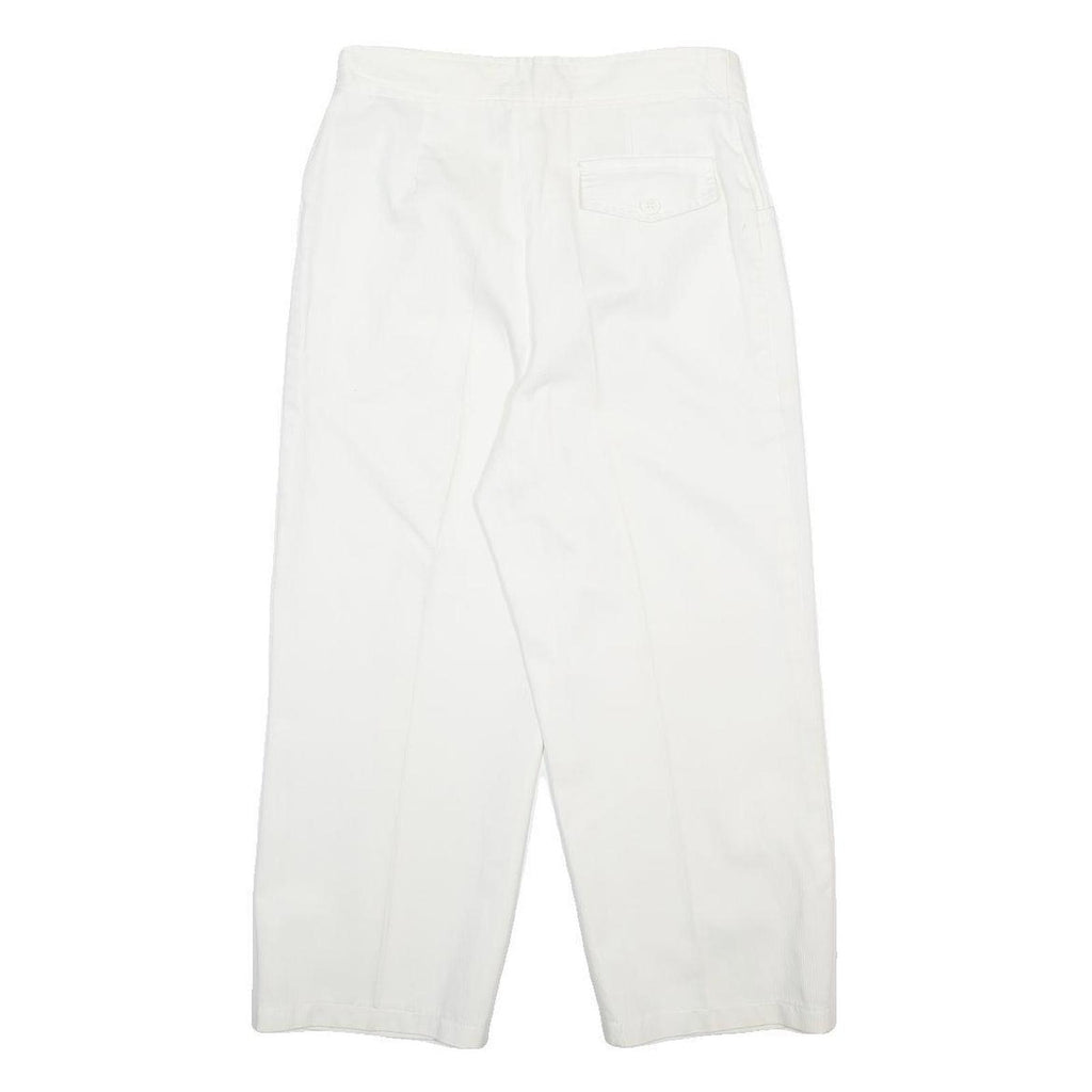 H&M Womens Cotton Blend White Relaxed W28 L22 Button Closure Trousers