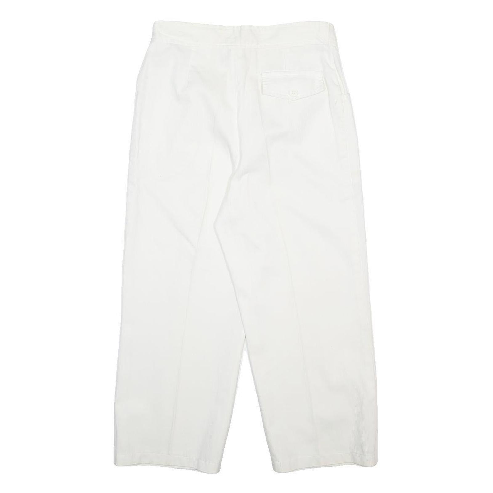 H&M Womens Cotton Blend White Relaxed W28 L22 Button Closure Trousers