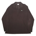 LACOSTE Mens Brown Long Sleeve Plain 3XL Cotton Jersey Point Collar Polo Shirt