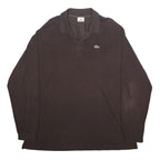 LACOSTE Mens Brown Long Sleeve Plain 3XL Cotton Jersey Point Collar Polo Shirt