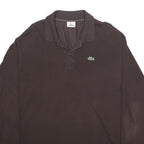 LACOSTE Mens Brown Long Sleeve Plain 3XL Cotton Jersey Point Collar Polo Shirt