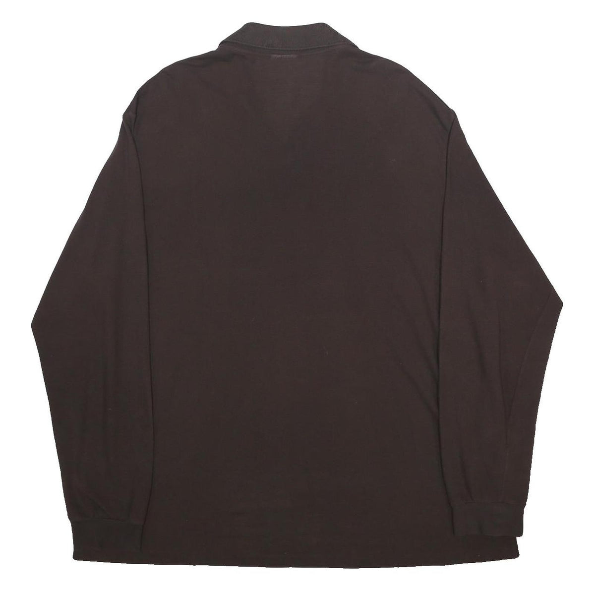 LACOSTE Mens Brown Long Sleeve Plain 3XL Cotton Jersey Point Collar Polo Shirt