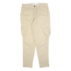 BURTON Mens Cotton Blend Beige Slim Cargo Trousers W30 L30 Casual Zip Closure