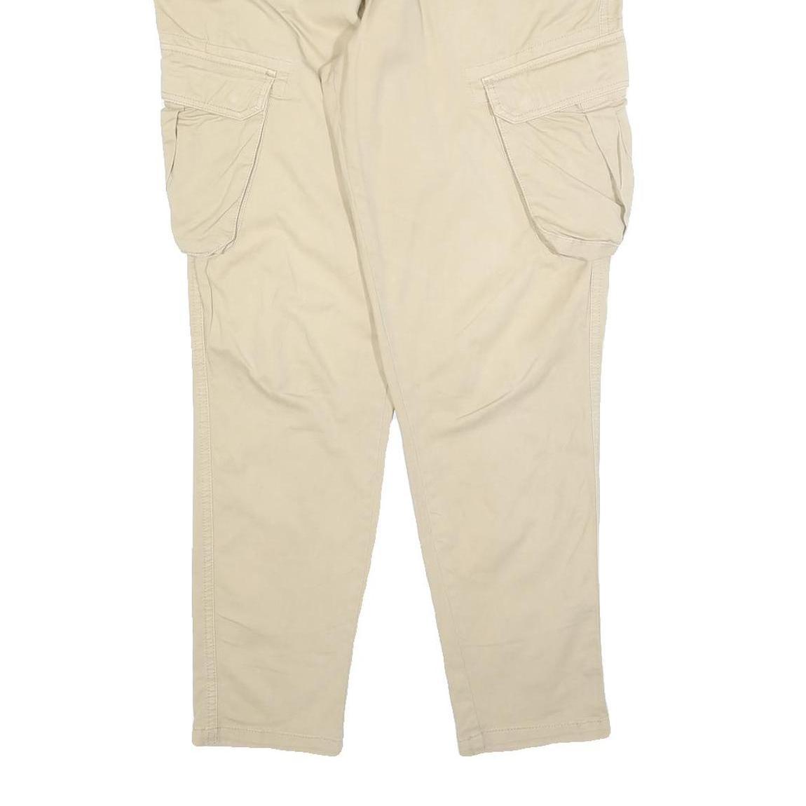 BURTON Mens Cotton Blend Beige Slim Cargo Trousers W30 L30 Casual Zip Closure
