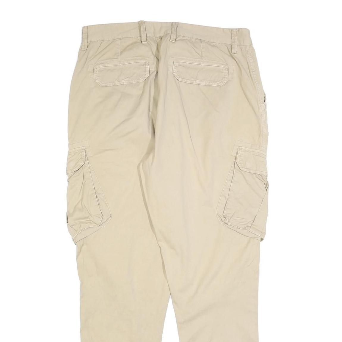 BURTON Mens Cotton Blend Beige Slim Cargo Trousers W30 L30 Casual Zip Closure