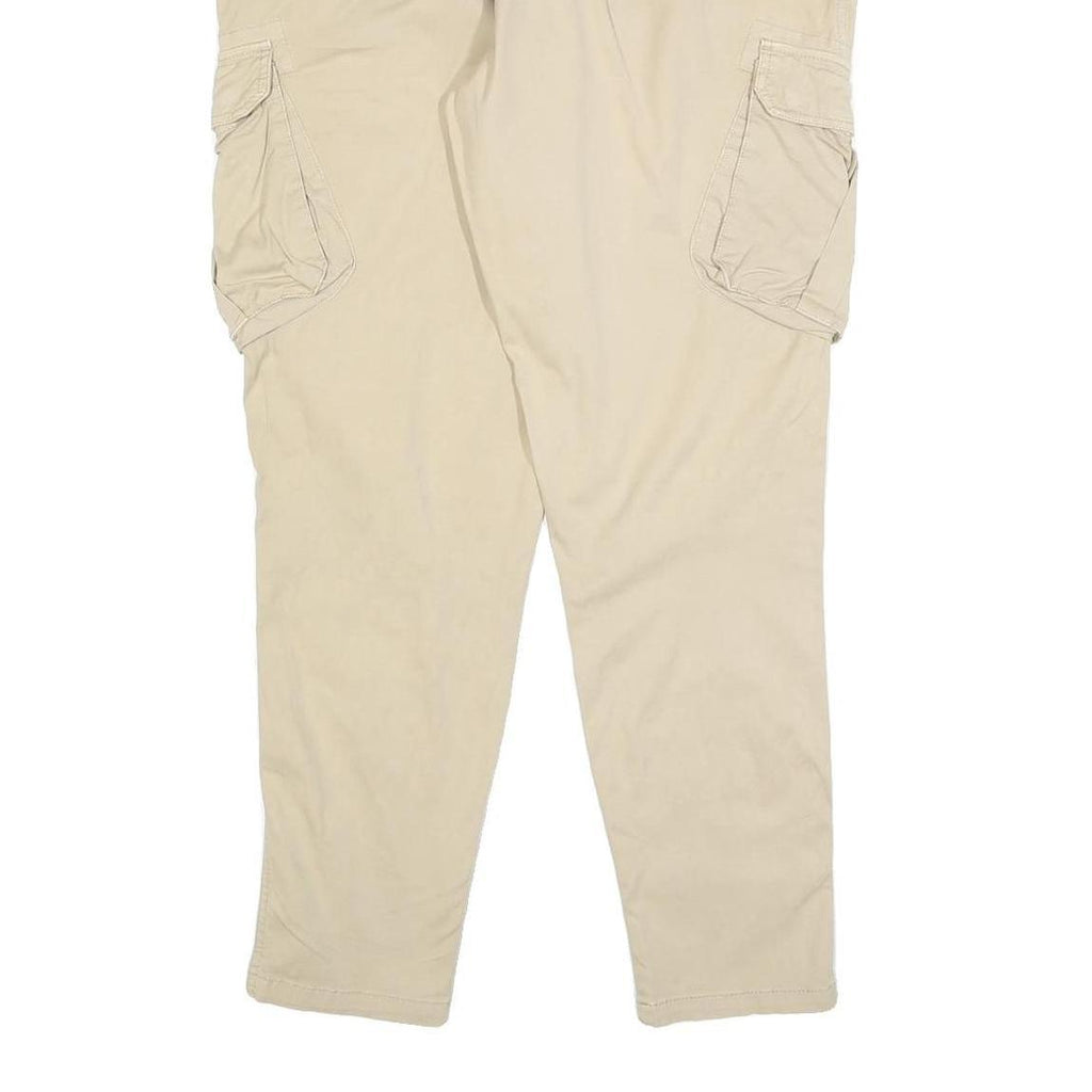 BURTON Mens Cotton Blend Beige Slim Cargo Trousers W30 L30 Casual Zip Closure