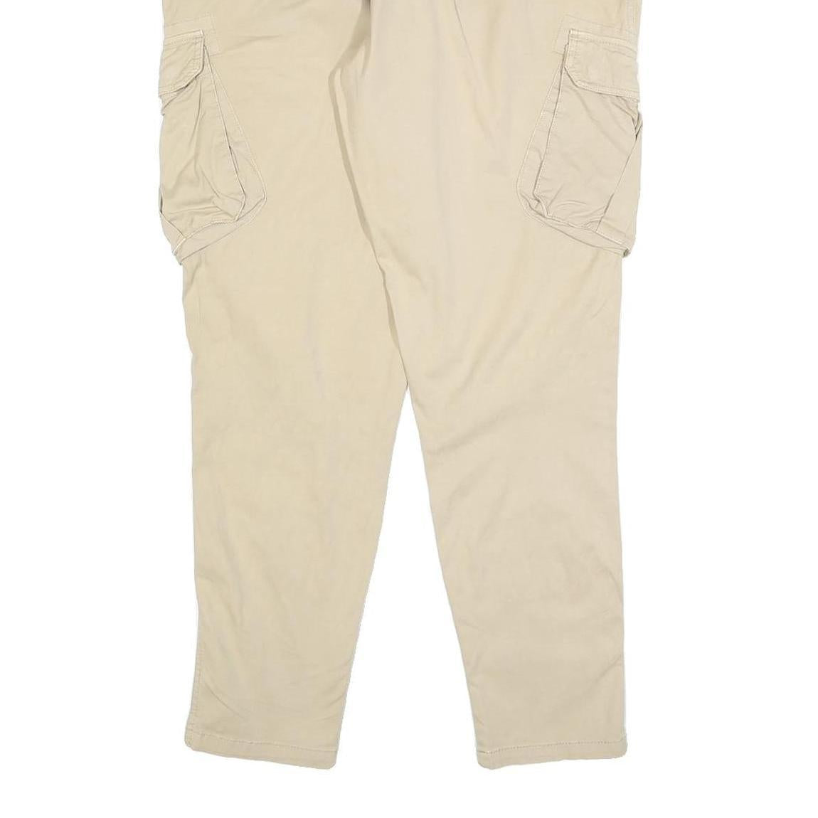 BURTON Mens Cotton Blend Beige Slim Cargo Trousers W30 L30 Casual Zip Closure