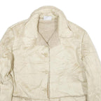 GRAFF Womens Cream Jacket M Woven Plain Button Closure Classic Fit Warm