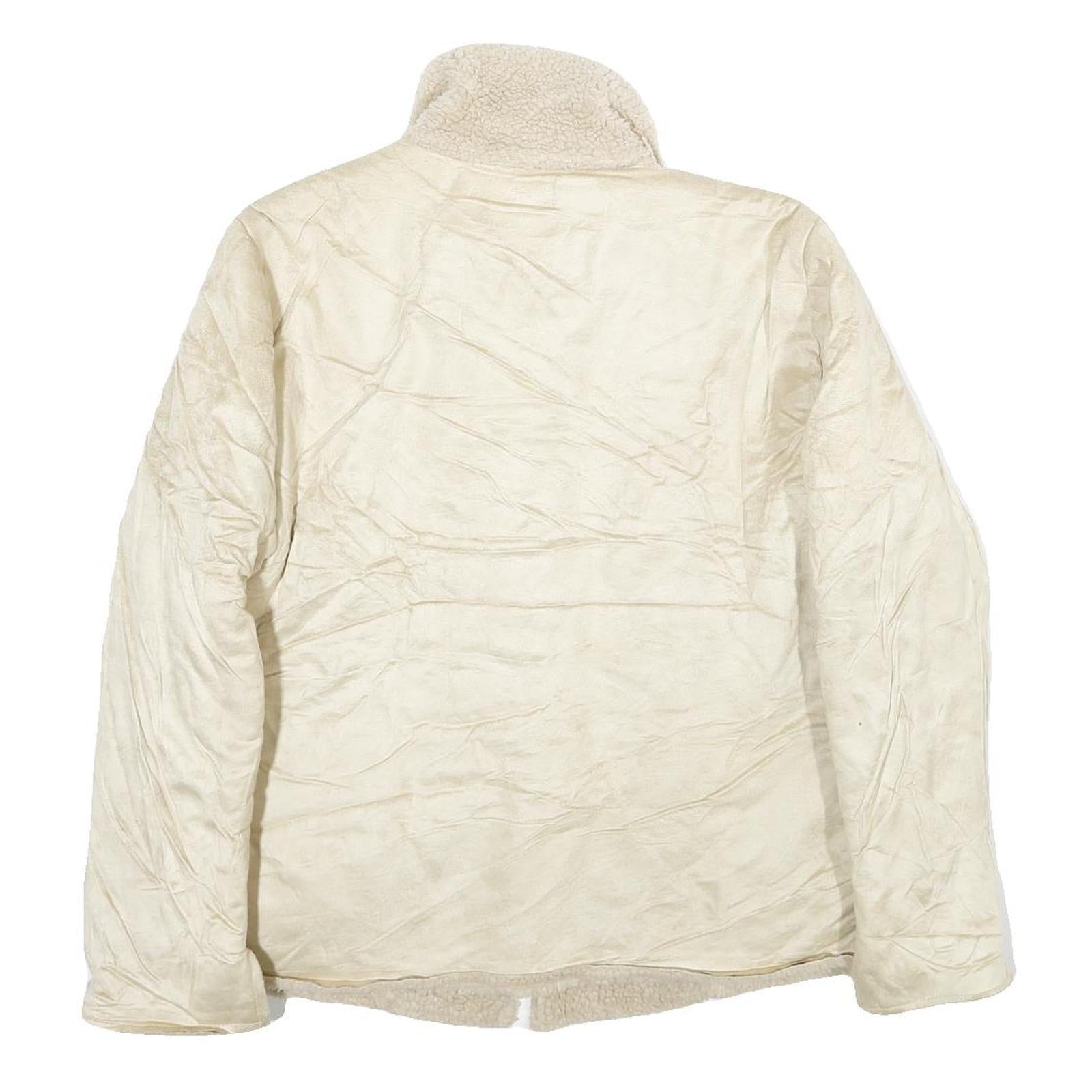 GRAFF Womens Cream Jacket M Woven Plain Button Closure Classic Fit Warm