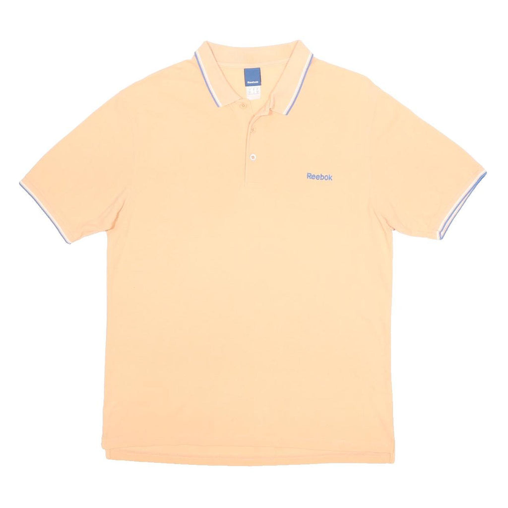 REEBOK Mens Peach Polo Shirt XL Cotton Short Sleeve Basic Casual