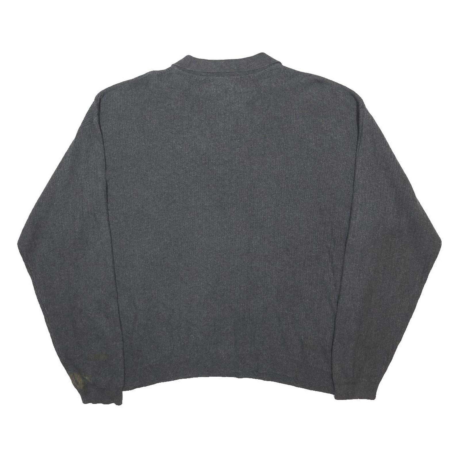 CONSENSUS Mens Grey Polo Neck Cotton Jumper L Casual Classic Comfortable