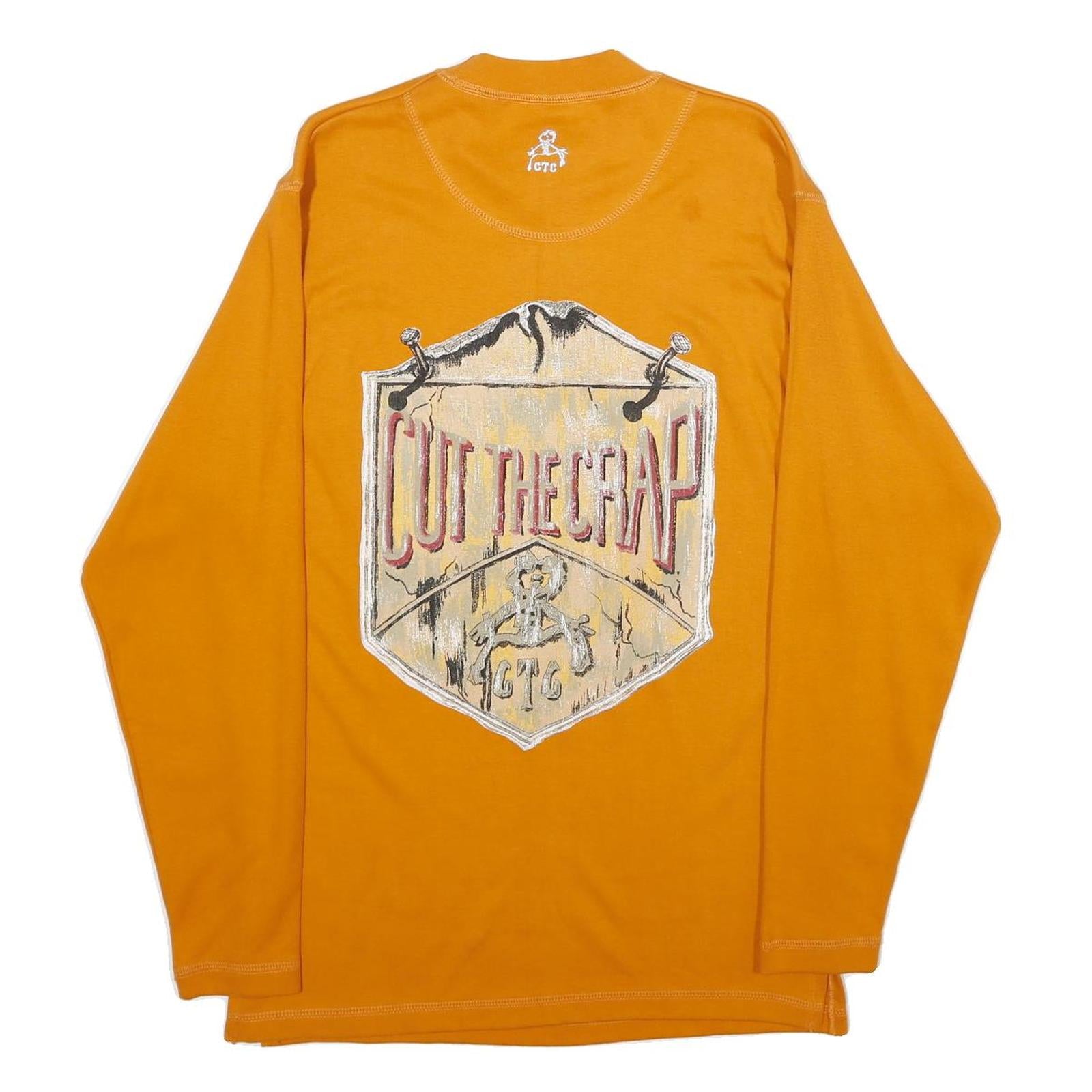 CUT THE CRAP Mens Orange Crew Neck M Cotton Long Sleeve Sweatshirt Logo