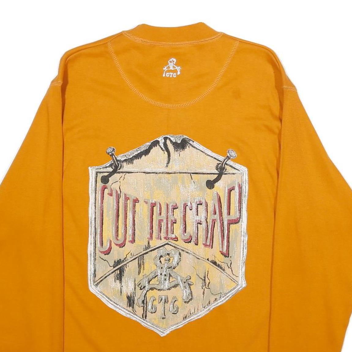 CUT THE CRAP Mens Orange Crew Neck M Cotton Long Sleeve Sweatshirt Logo