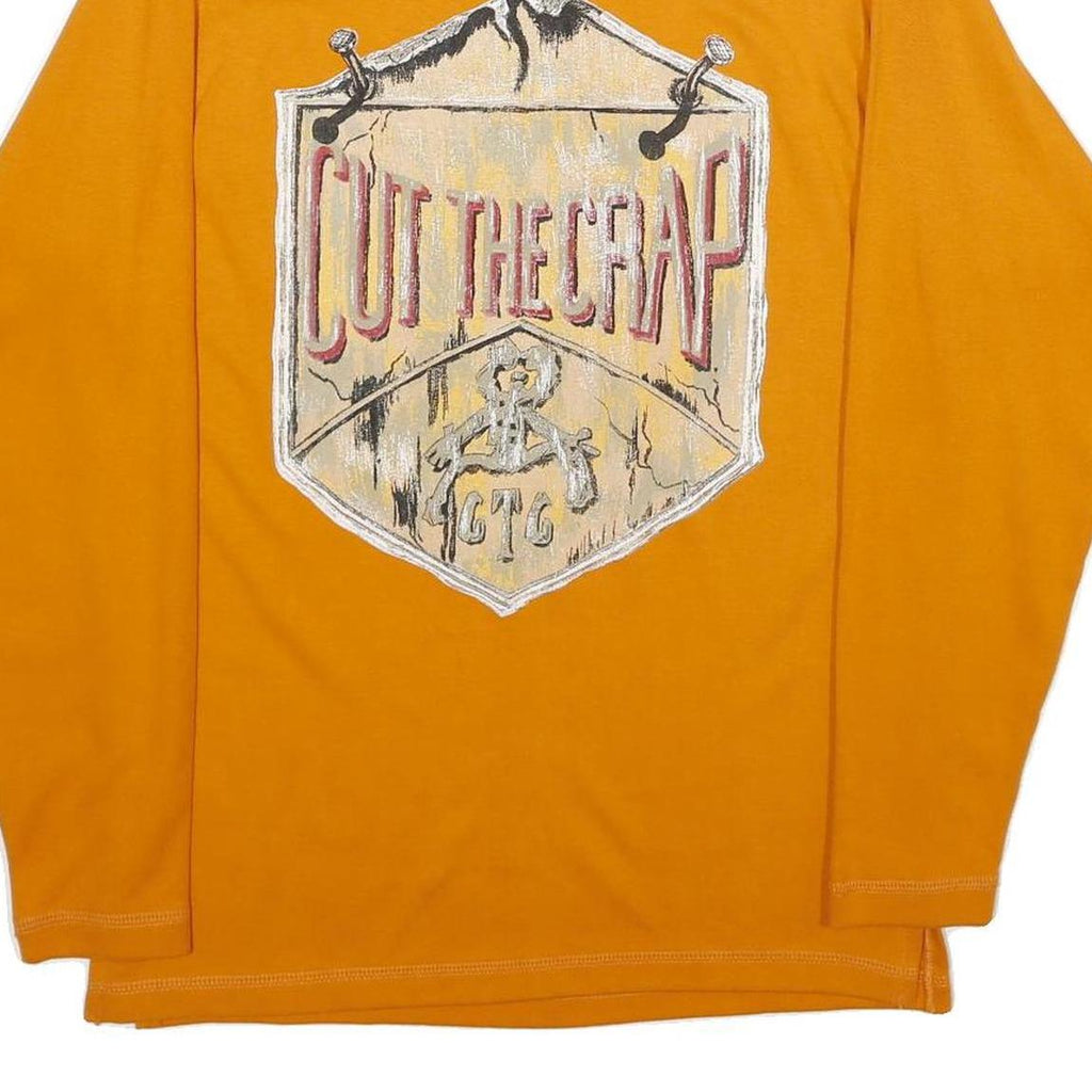 CUT THE CRAP Mens Orange Crew Neck M Cotton Long Sleeve Sweatshirt Logo
