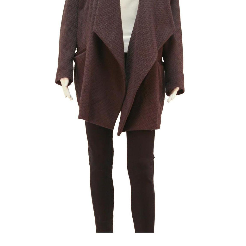 JOOP Womens Brown Jacket L Cotton Blend Textured Button Closure Relaxed Fit