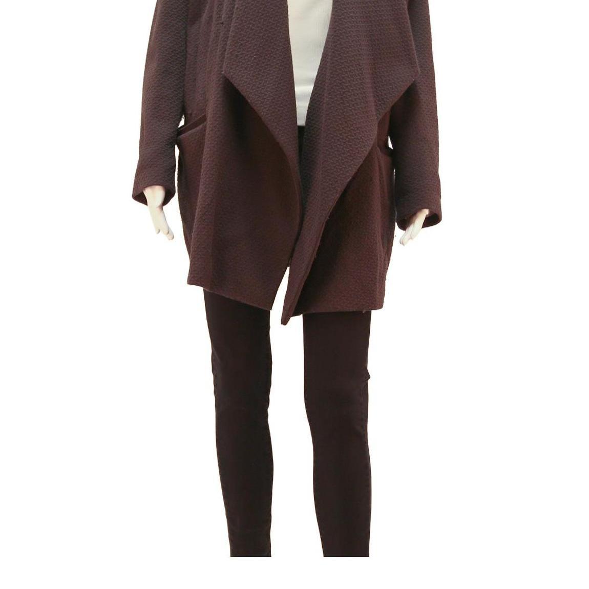 JOOP Womens Brown Jacket L Cotton Blend Textured Button Closure Relaxed Fit