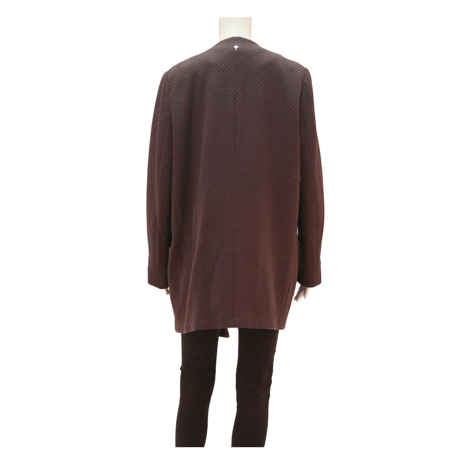 JOOP Womens Brown Jacket L Cotton Blend Textured Button Closure Relaxed Fit