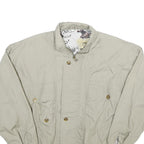 Mens Beige Lightweight Zip Jacket L Polyester Blend Plain Casual Utility Style