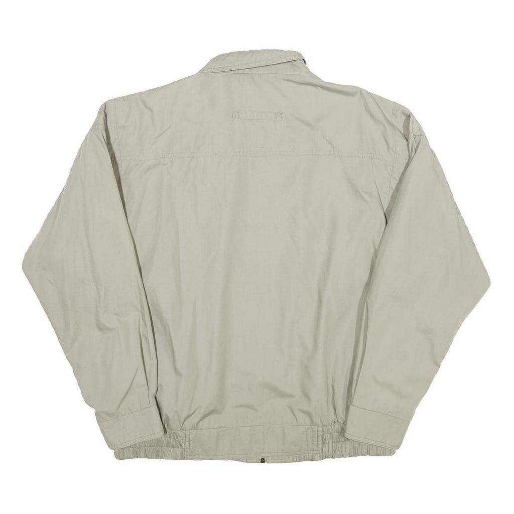 Mens Beige Lightweight Zip Jacket L Polyester Blend Plain Casual Utility Style