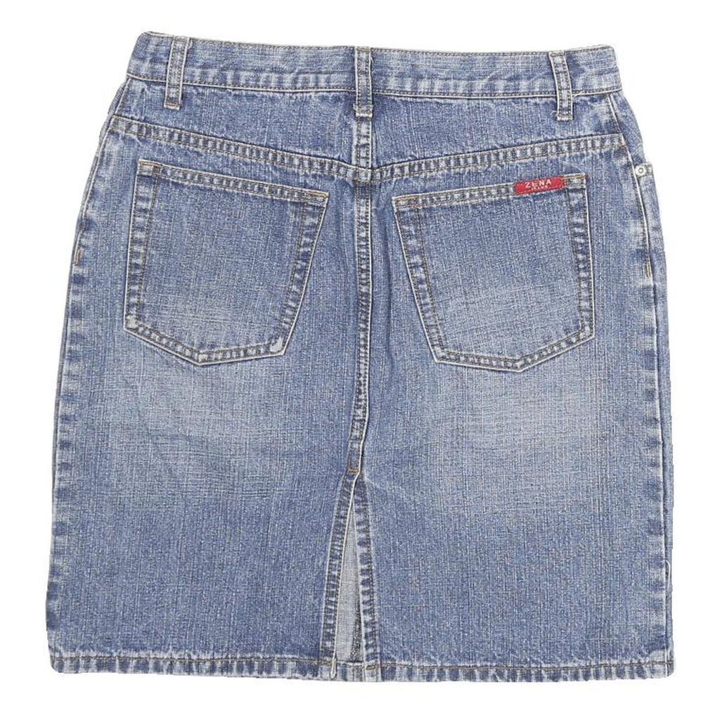 ZENA Womens Blue Denim Mini Skirt Cotton Blend M Casual Classic Style