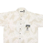 NO BOUNDRIES Mens Beige White Palm Leaf Printed Shirt XL Hawaiian Style