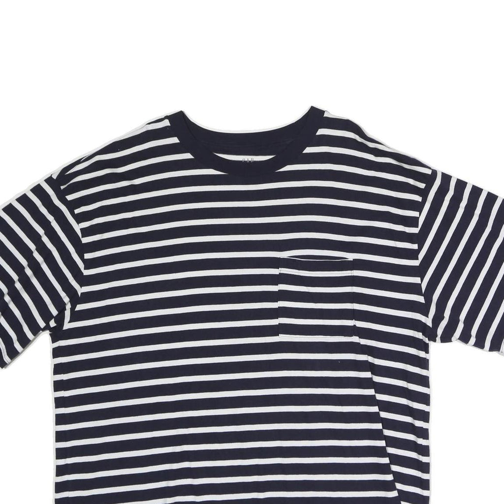 GAP Womens Navy Blue & White Striped Modern T-Shirt 2XL Short Sleeve Crew Neck