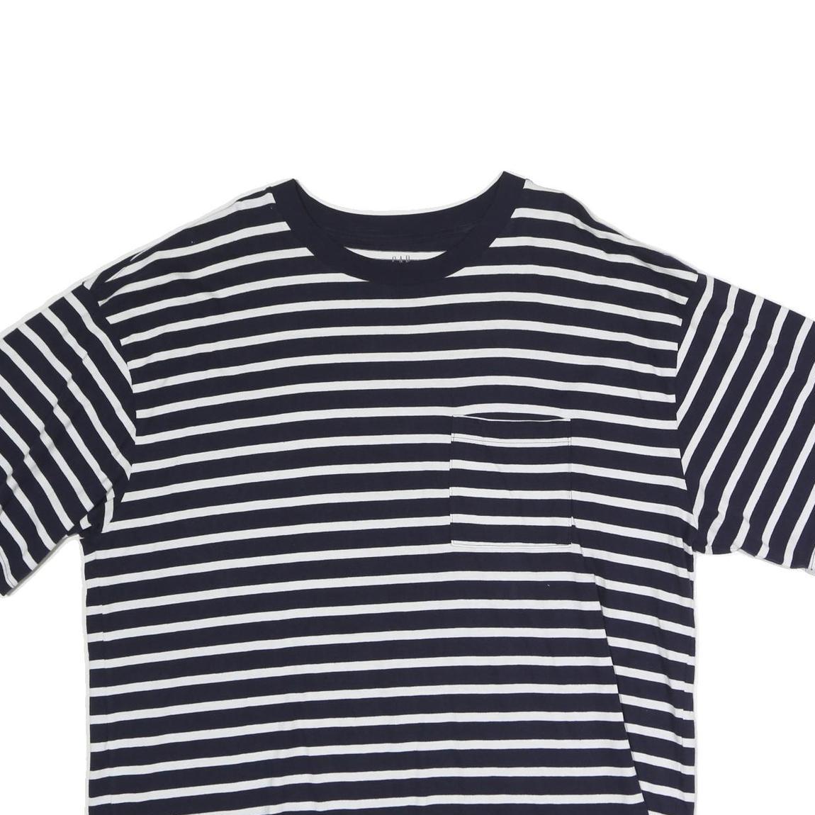 GAP Womens Navy Blue & White Striped Modern T-Shirt 2XL Short Sleeve Crew Neck