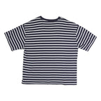 GAP Womens Navy Blue & White Striped Modern T-Shirt 2XL Short Sleeve Crew Neck