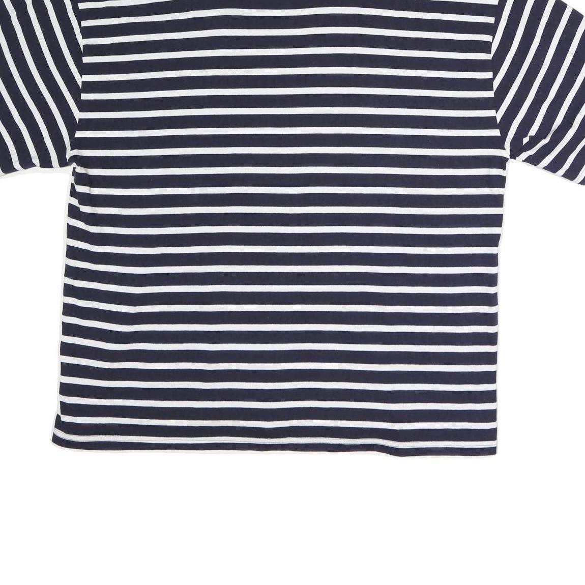 GAP Womens Navy Blue & White Striped Modern T-Shirt 2XL Short Sleeve Crew Neck