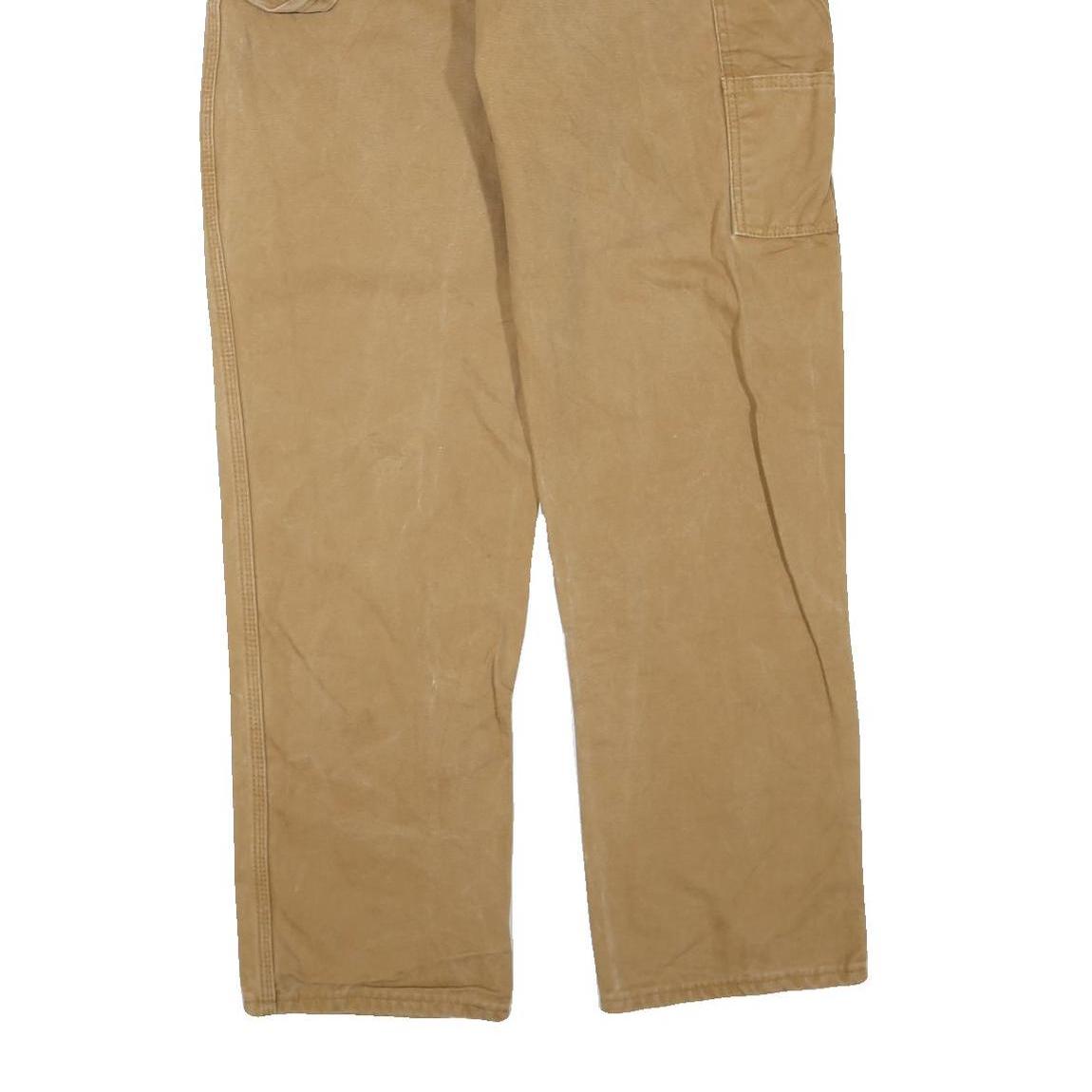 DICKIES Mens Jeans Beige Regular Straight Denim W36 L33 Workwear Utility Zip