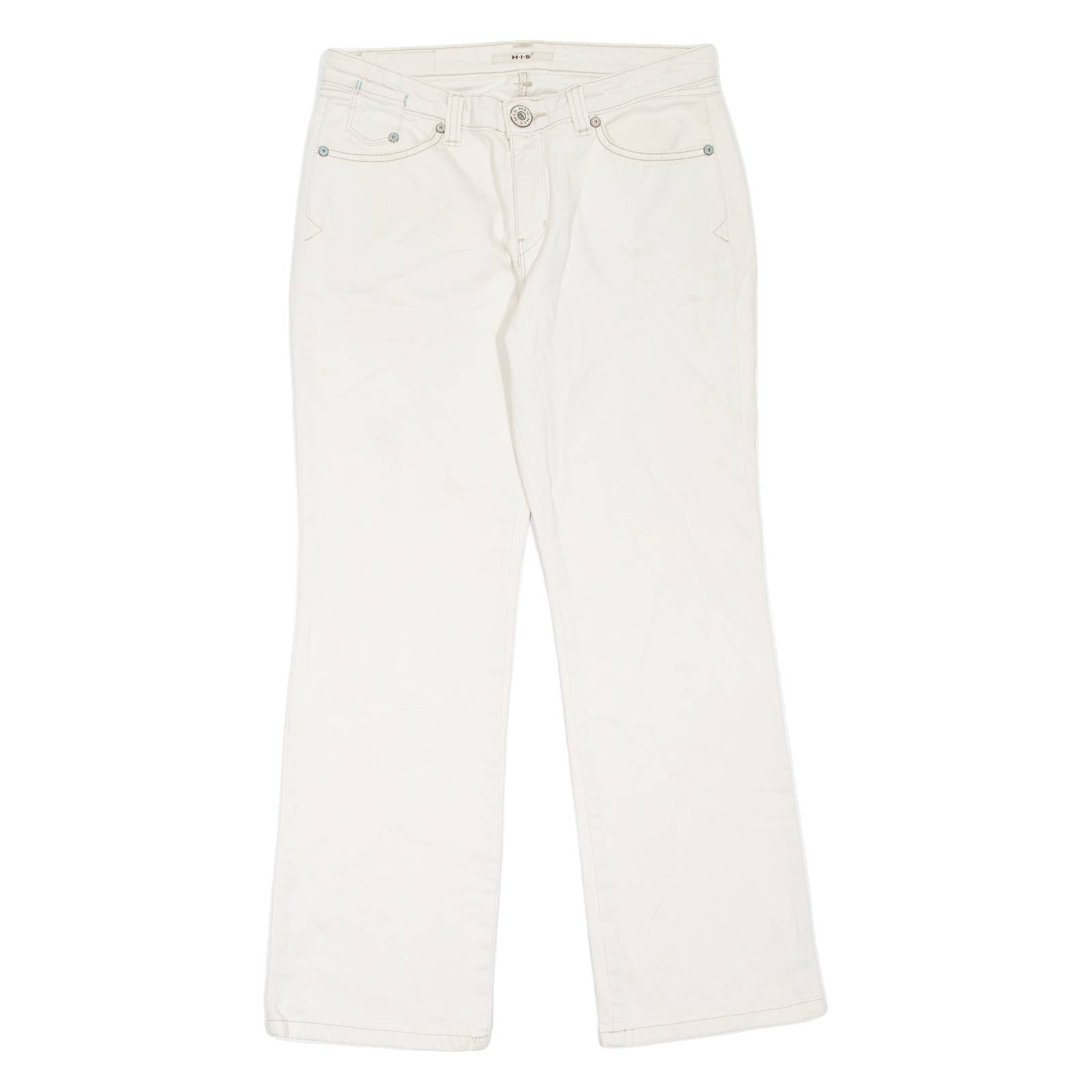 H.I.S Womens Jeans Cream Regular Bootcut W30 L29