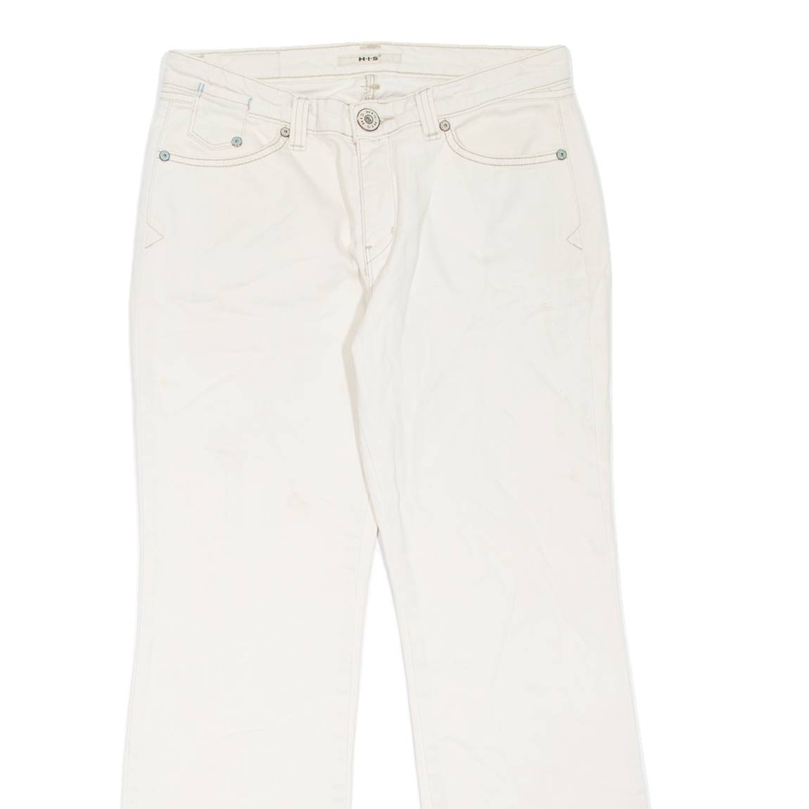 H.I.S Womens Jeans Cream Regular Bootcut W30 L29
