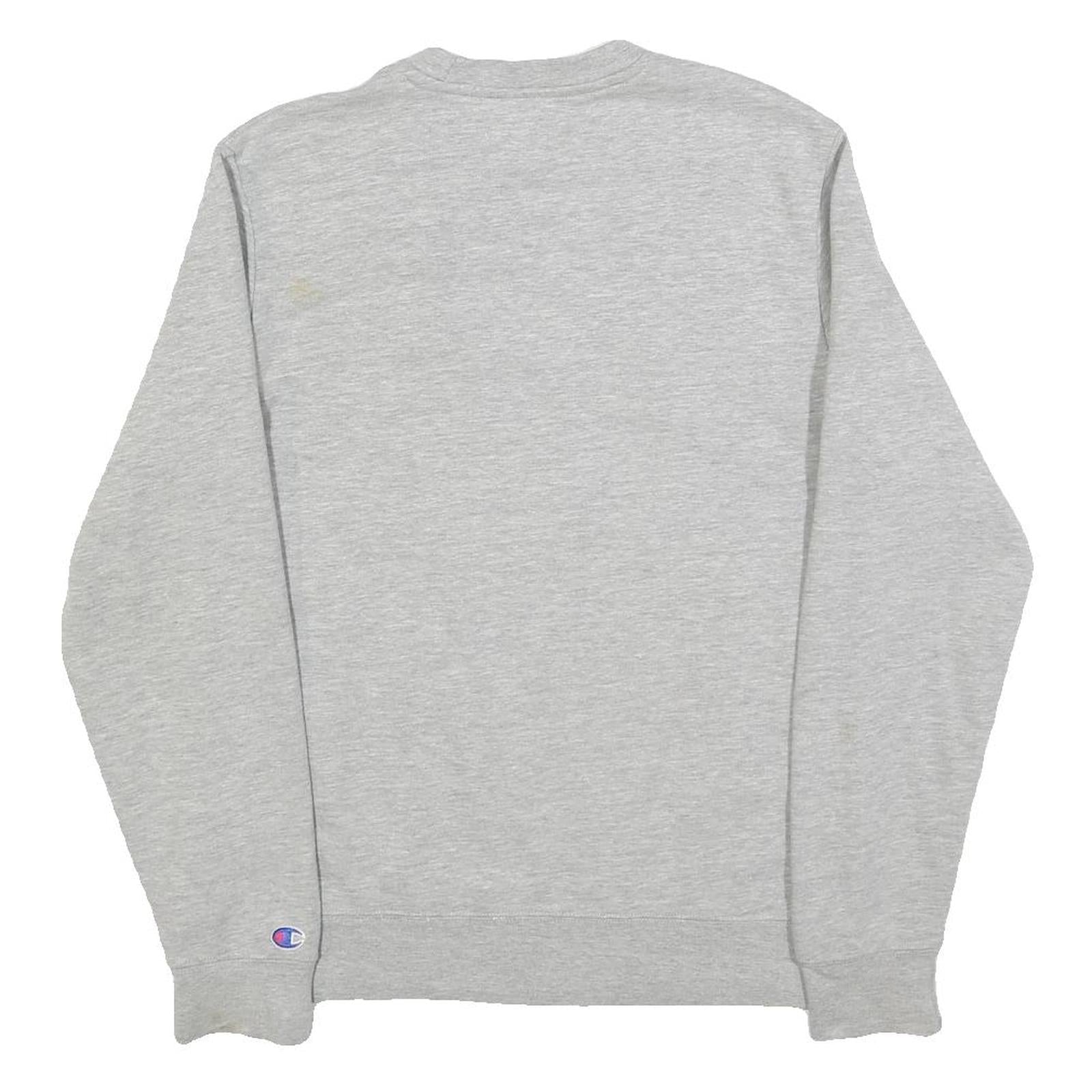 CHAMPION Mens Grey Sweatshirt Crew Neck S Casual Logo Pullover Cotton Blend