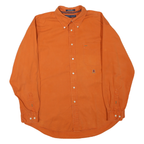 TOMMY HILFIGER Mens Orange Cotton Blend Shirt XL Button Down Pocket Casual