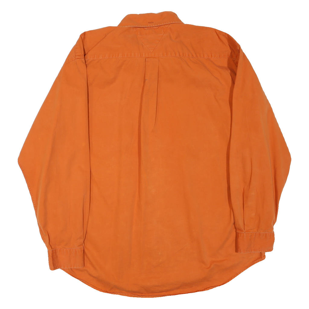 TOMMY HILFIGER Mens Orange Cotton Blend Shirt XL Button Down Pocket Casual