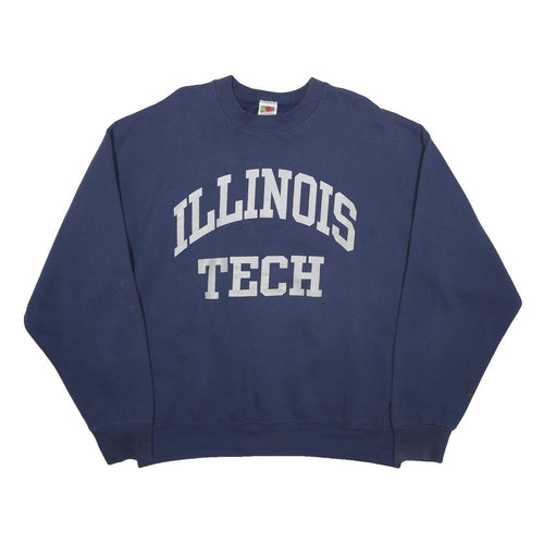 FRUIT OF THE LOOM Mens Navy Blue Illinois Tech Crew Neck XL Sweatshirt Cotton