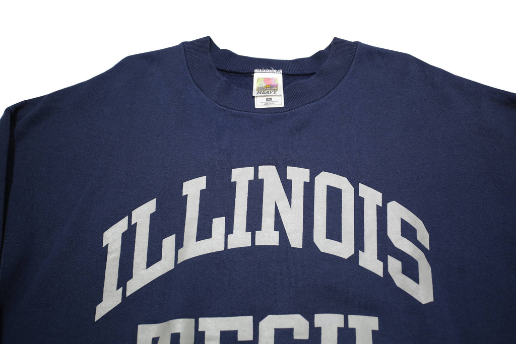 FRUIT OF THE LOOM Mens Navy Blue Illinois Tech Crew Neck XL Sweatshirt Cotton