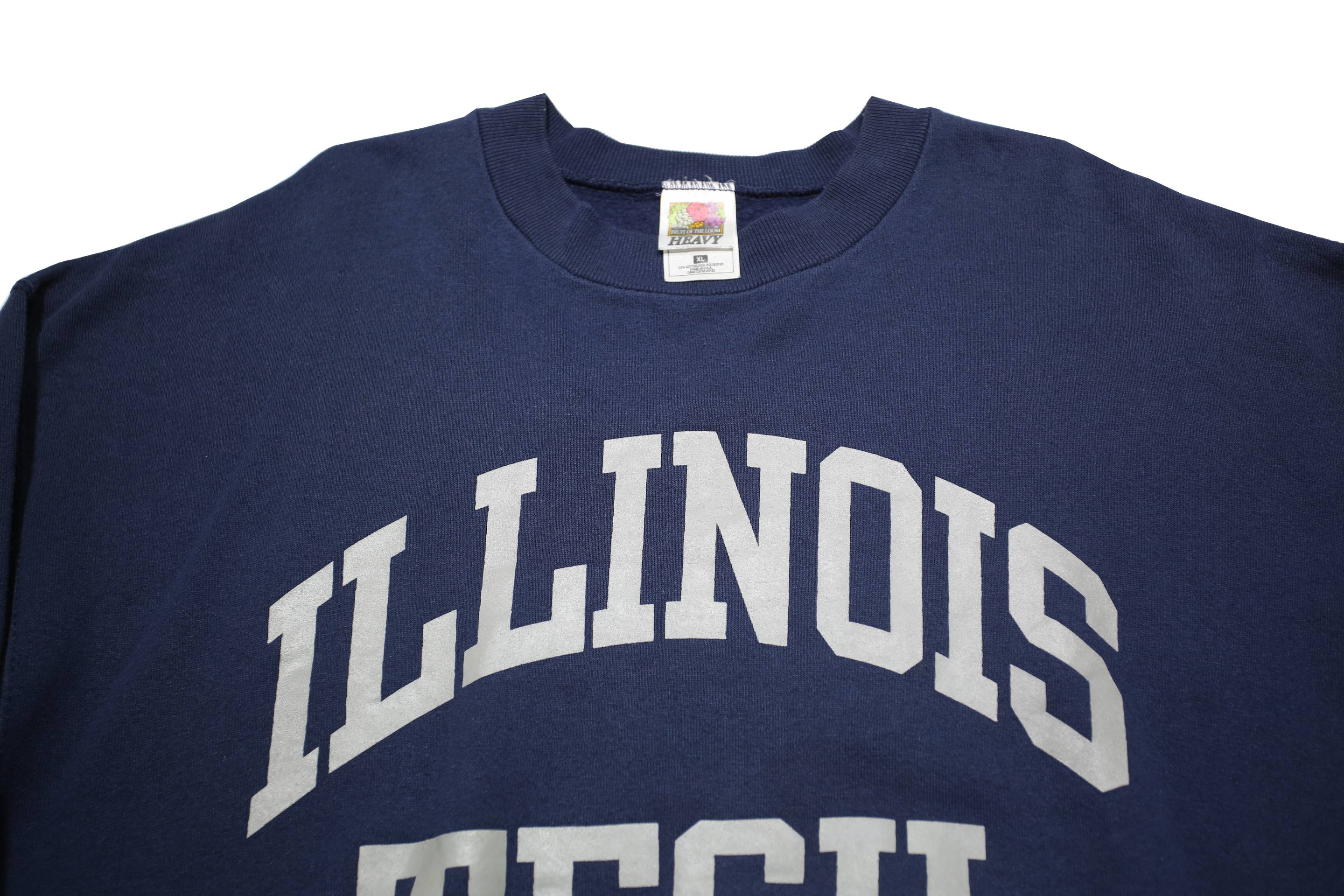 FRUIT OF THE LOOM Mens Navy Blue Illinois Tech Crew Neck XL Sweatshirt Cotton