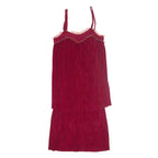 Beaded Womens Day Dress Maroon Sleeveless Midi M