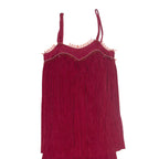 Beaded Womens Day Dress Maroon Sleeveless Midi M