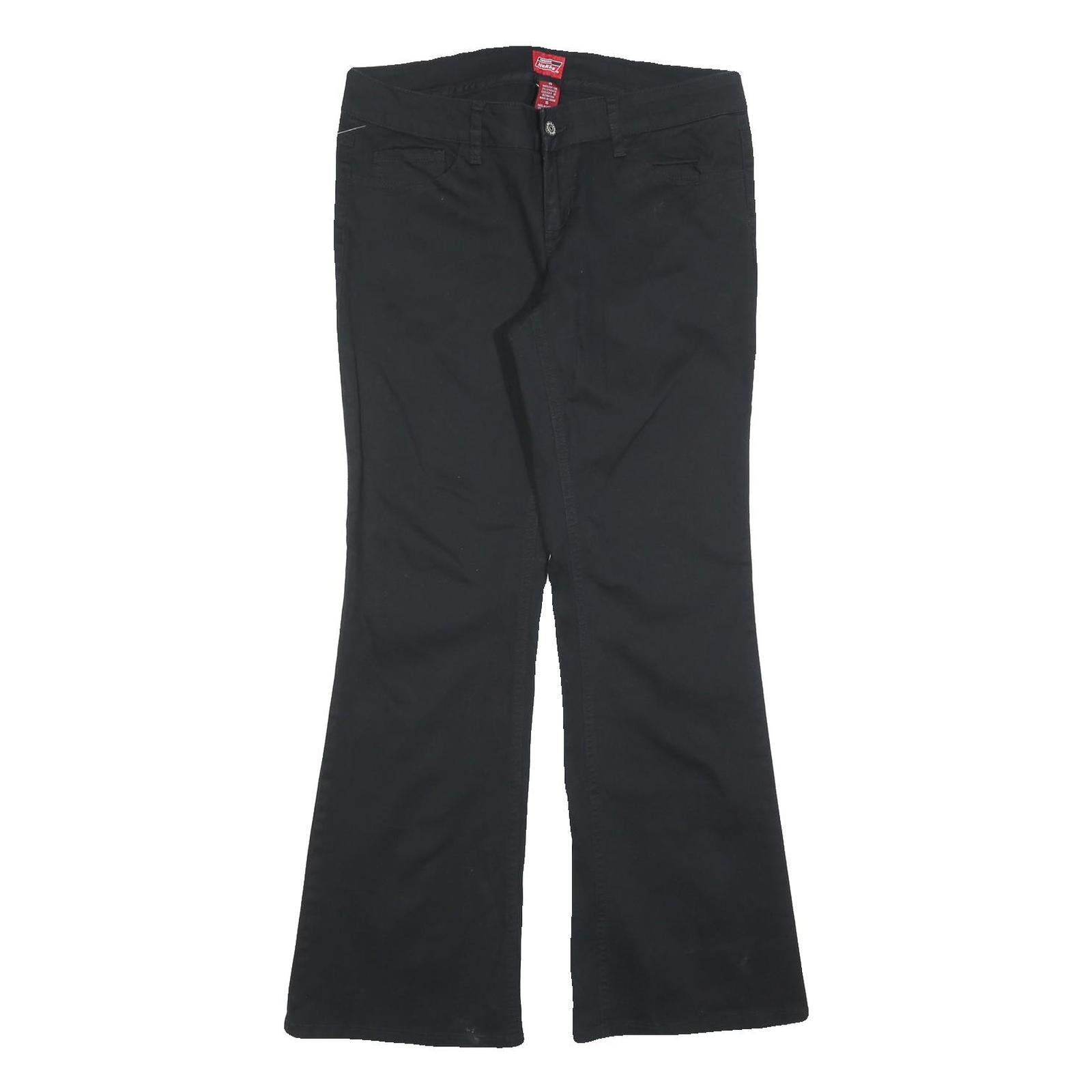 DICKIES Womens Black Cotton Blend Regular Fit Flared Trousers W32 L30