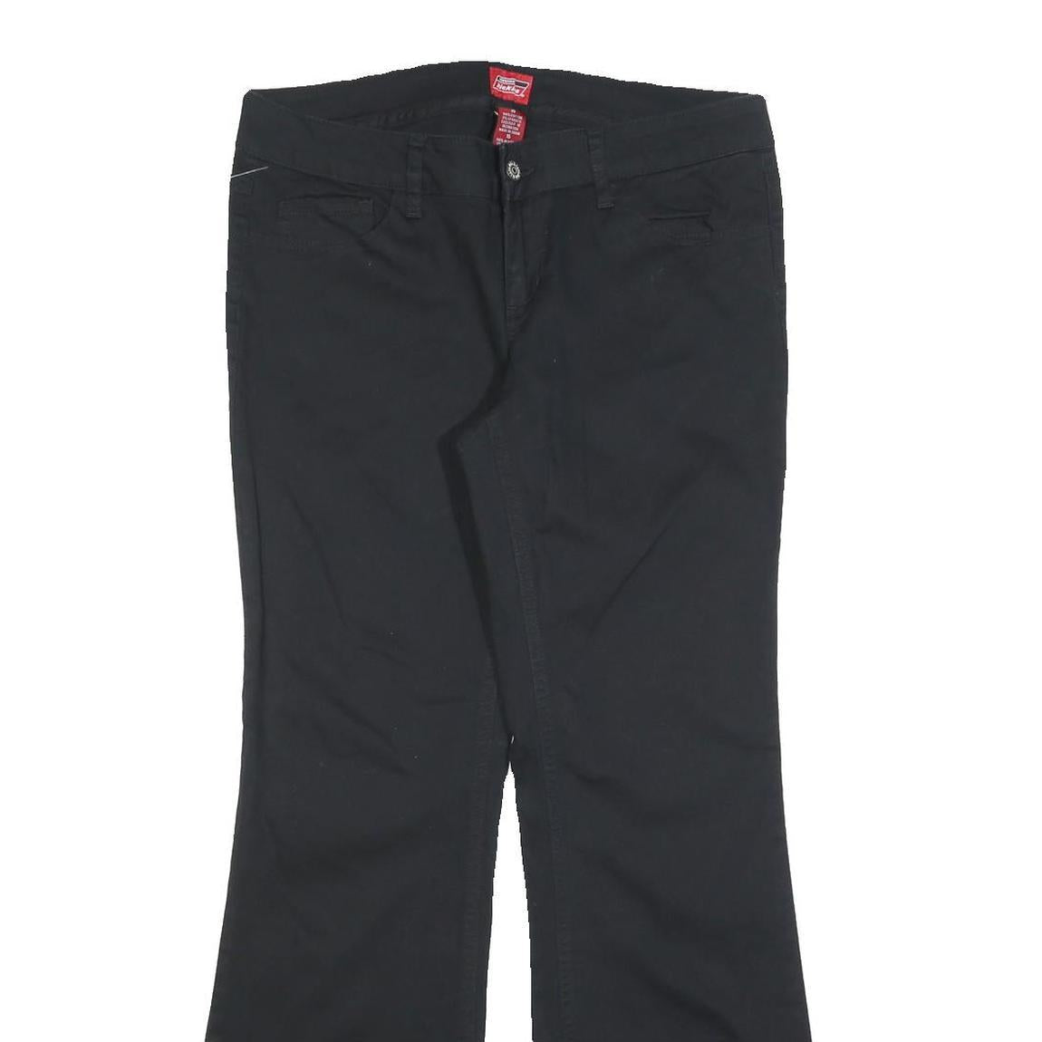 DICKIES Womens Black Cotton Blend Regular Fit Flared Trousers W32 L30