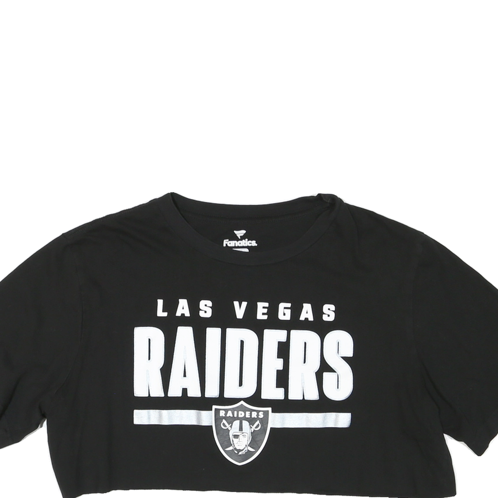 FANATICS Womens Black Las Vegas Raiders Crop T-Shirt XL Short Sleeve Crew Neck