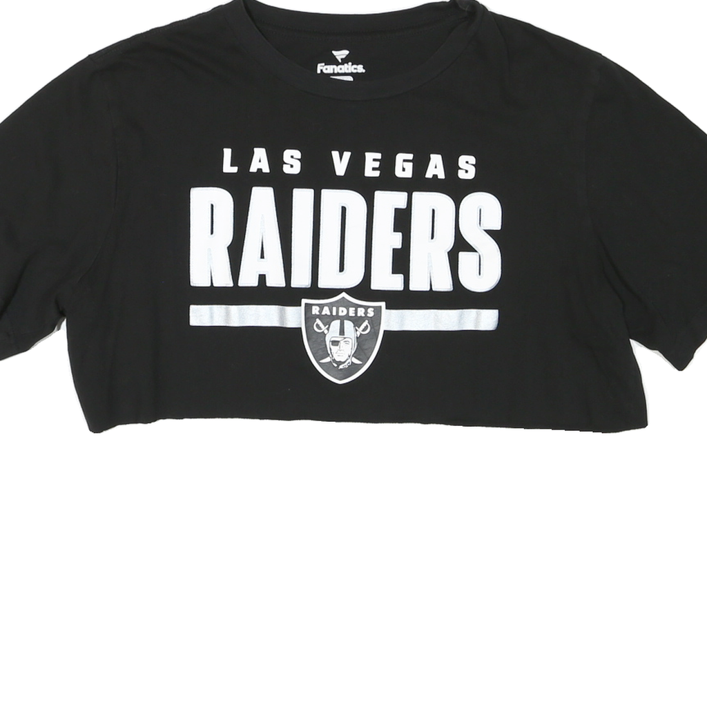 FANATICS Womens Black Las Vegas Raiders Crop T-Shirt XL Short Sleeve Crew Neck