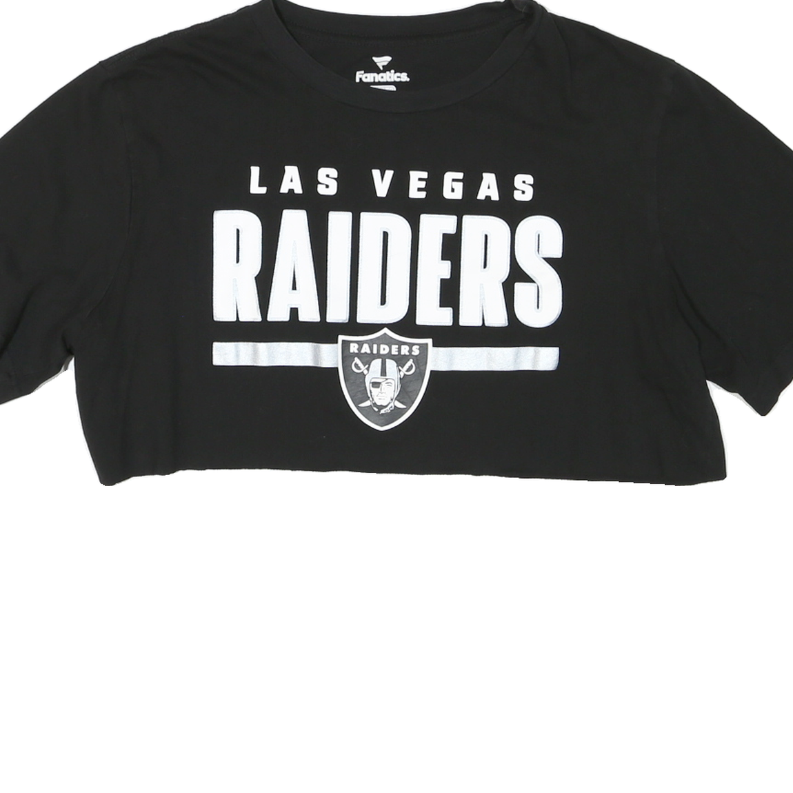 FANATICS Womens Black Las Vegas Raiders Crop T-Shirt XL Short Sleeve Crew Neck