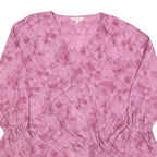 JUICY COUTURE Womens Pink Printed Top Long Sleeve V-Neck Tie Waist L