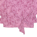 JUICY COUTURE Womens Pink Printed Top Long Sleeve V-Neck Tie Waist L